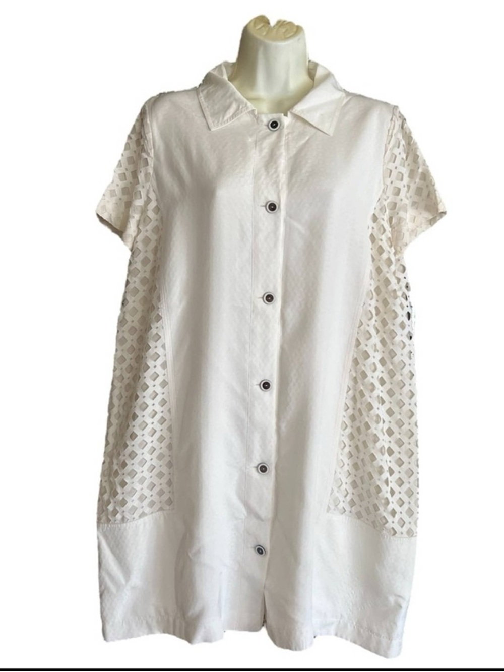 Fendi White Eyelet Panel-Front Tunic - Picture 3 of 12